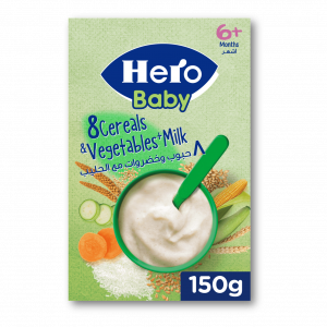 HERO BABY 8 CEREALS & VEGETABLES WITH MILK 150 GM